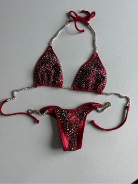 Red Toxic Angelz Competition Suit XS bottom, XL top (but fits most)